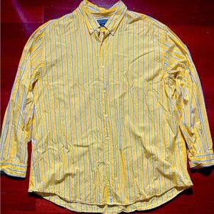 Ralph Lauren Jeans Company Yellow Blue and White 100% Cotton Long Sleeve Shirt